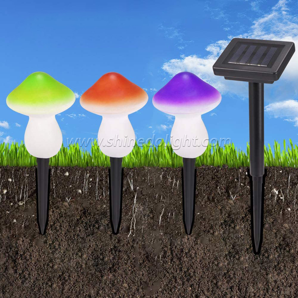 Christmas Decoration Solar Powered Three Colors Garden Mushroom String Light