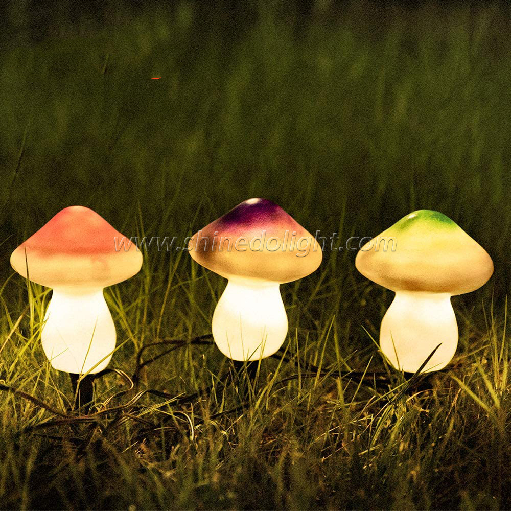 Christmas Decoration Solar Powered Three Colors Garden Mushroom String Light