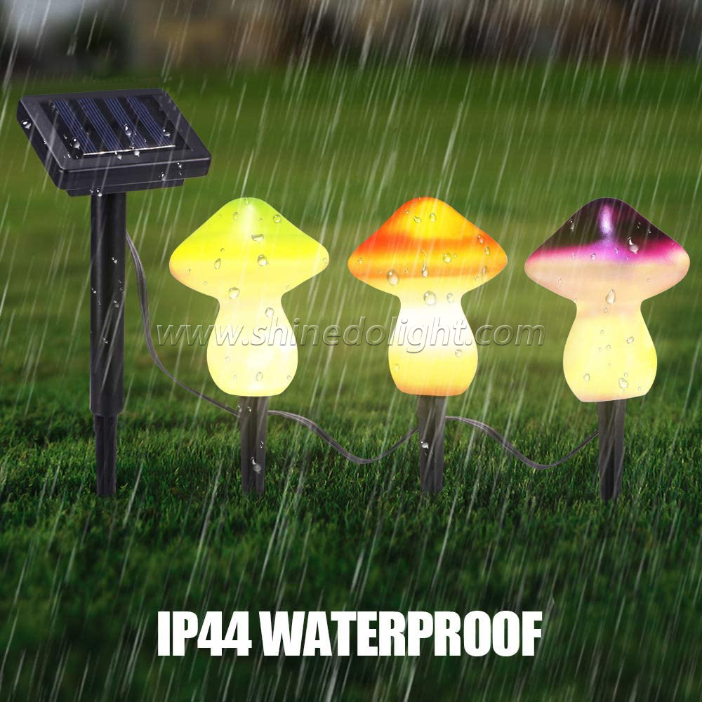 Christmas Decoration Solar Powered Three Colors Garden Mushroom String Light