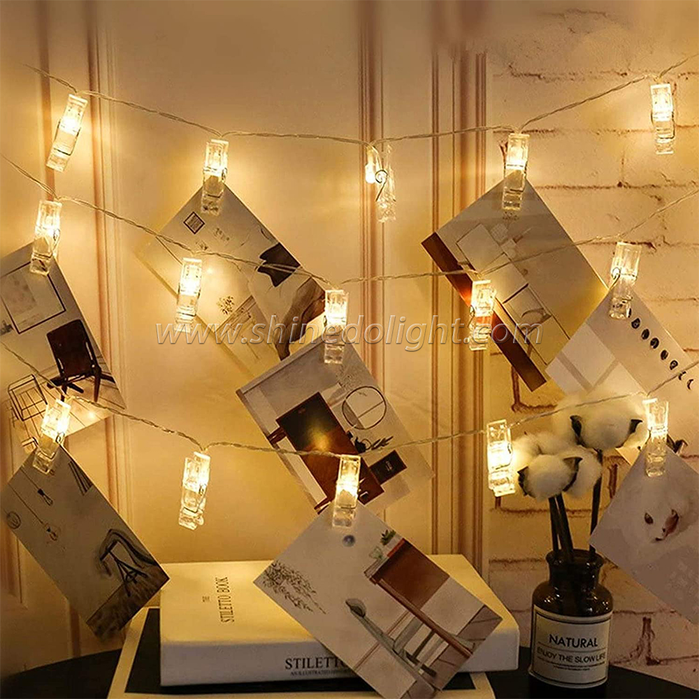 Photo Clips String Lights Battery Operated Holiday Light For Hanging Picture