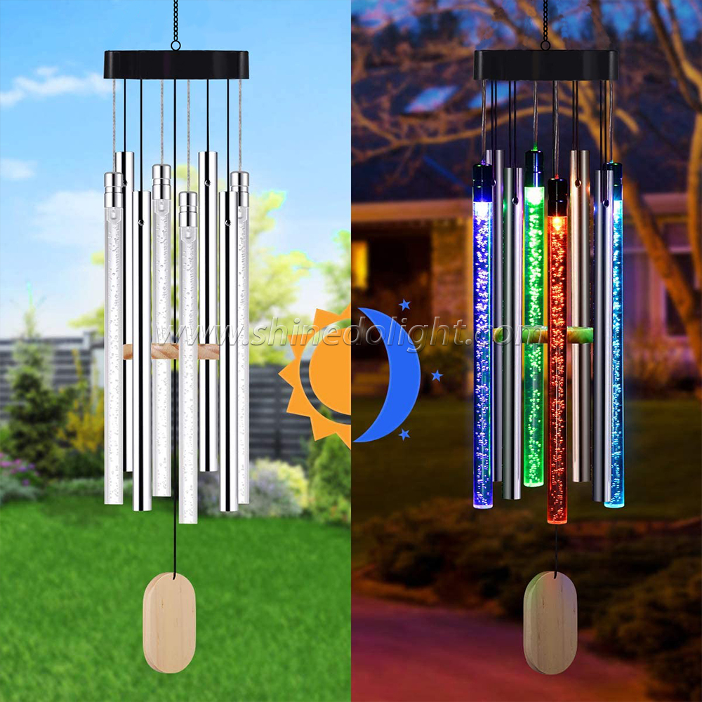 Wind Chime Lights Solar Powered Copper Wire Hanging Bulb Lamps