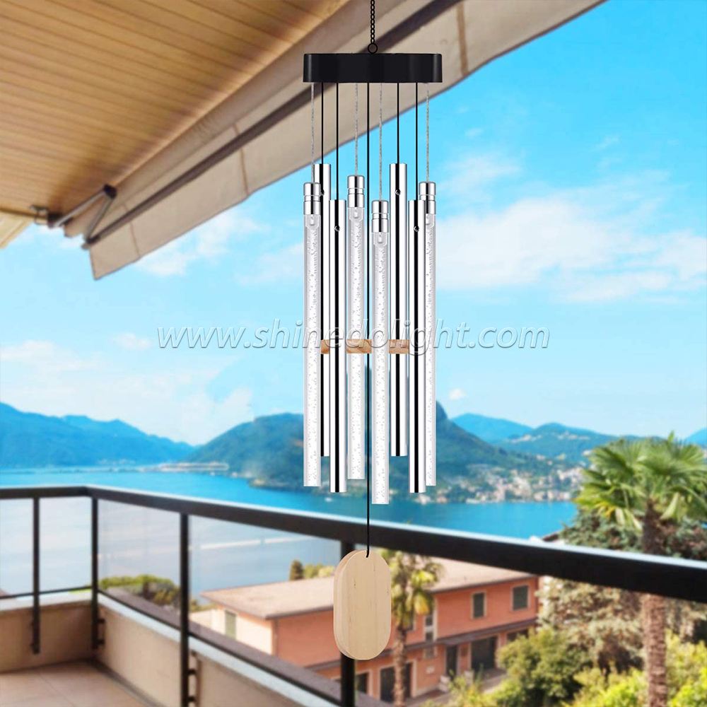 Wind Chime Lights Solar Powered Copper Wire Hanging Bulb Lamps