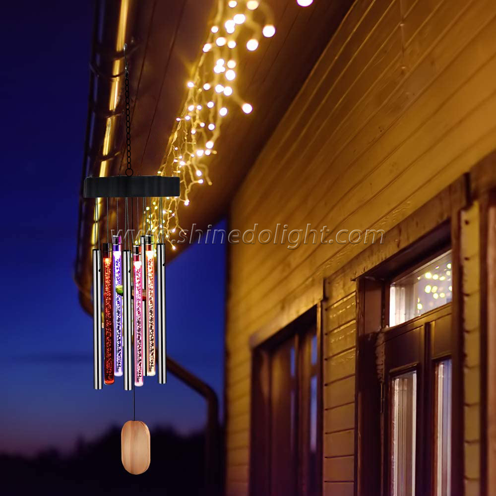 Wind Chime Lights Solar Powered Copper Wire Hanging Bulb Lamps