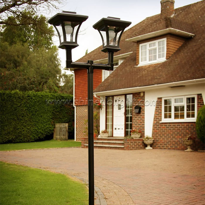 New Design Double Heads Lights Solar Powered Street Garden Light