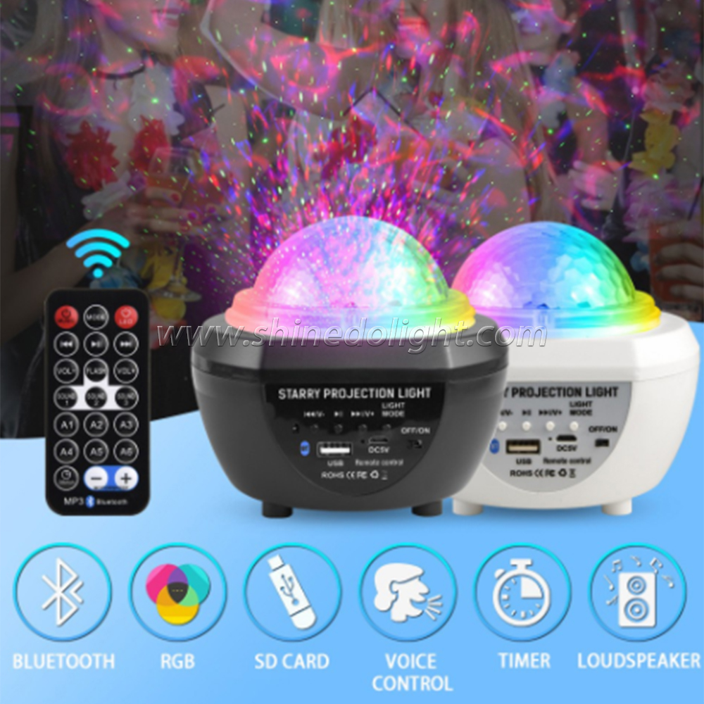 Colorful Atmosphere LED Star Starry Music Audio Projector Rotary Wave Night Light USB Nebulosa Light