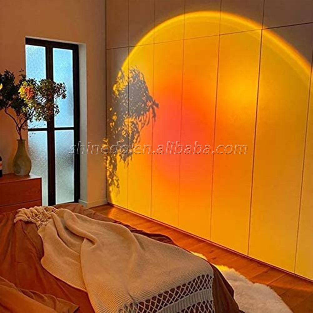 Rainbow Halo Night Light Sunset Projector Lamp Led Floor Living Room Bedroom RGB Modern Projection Light