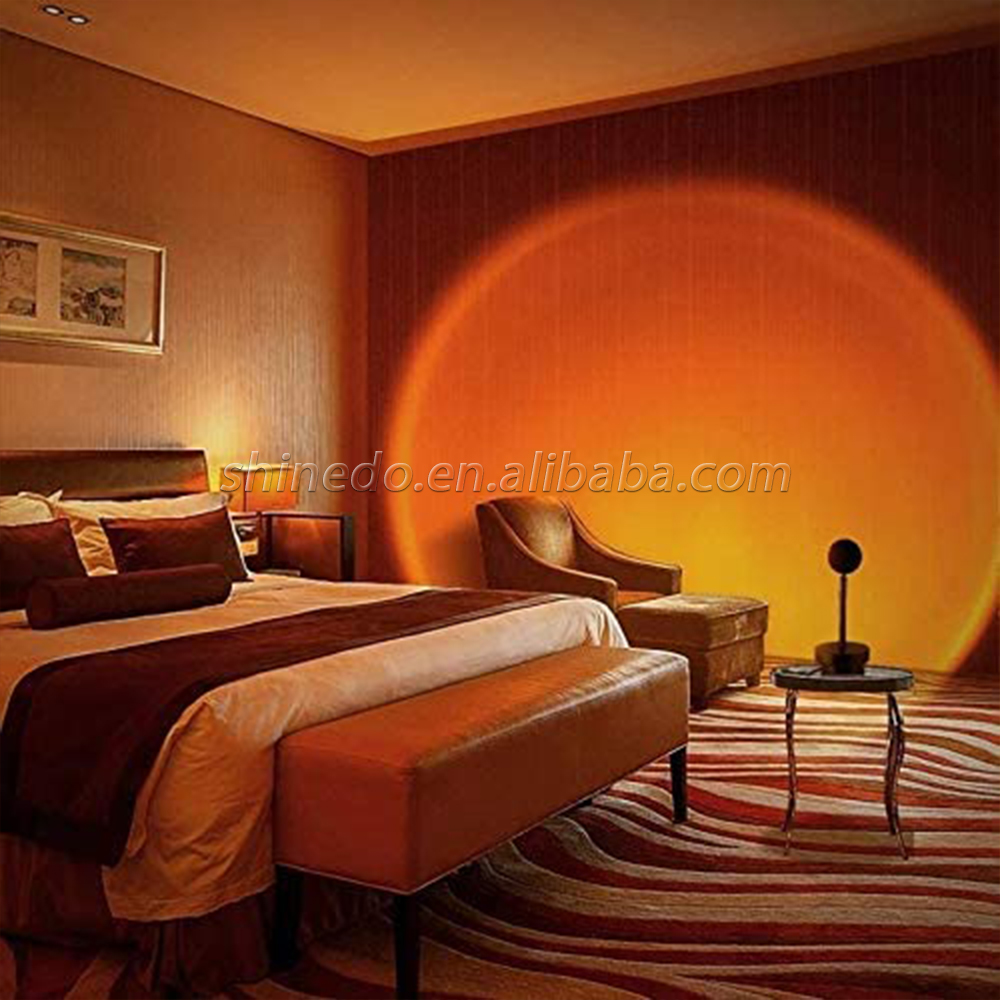 Rainbow Halo Night Light Sunset Projector Lamp Led Floor Living Room Bedroom RGB Modern Projection Light