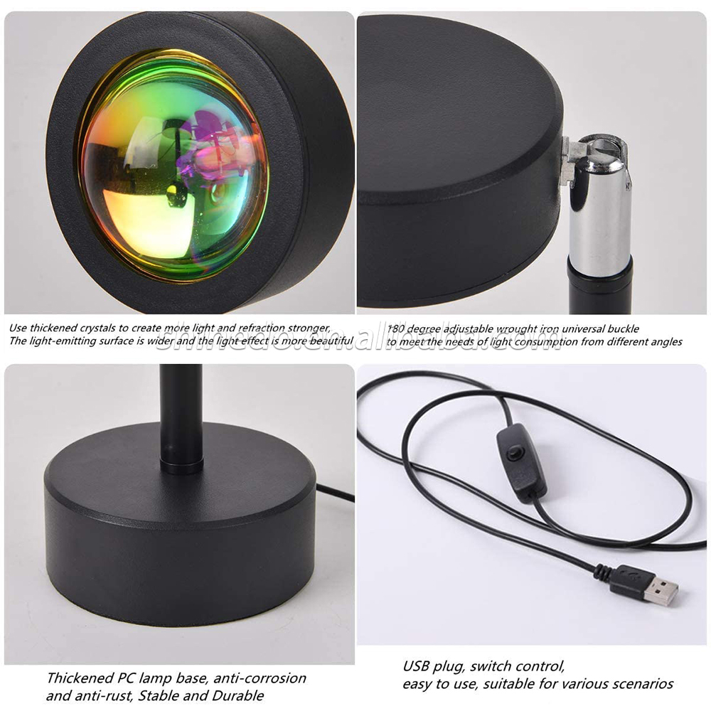 Rainbow Halo Night Light Sunset Projector Lamp Led Floor Living Room Bedroom RGB Modern Projection Light