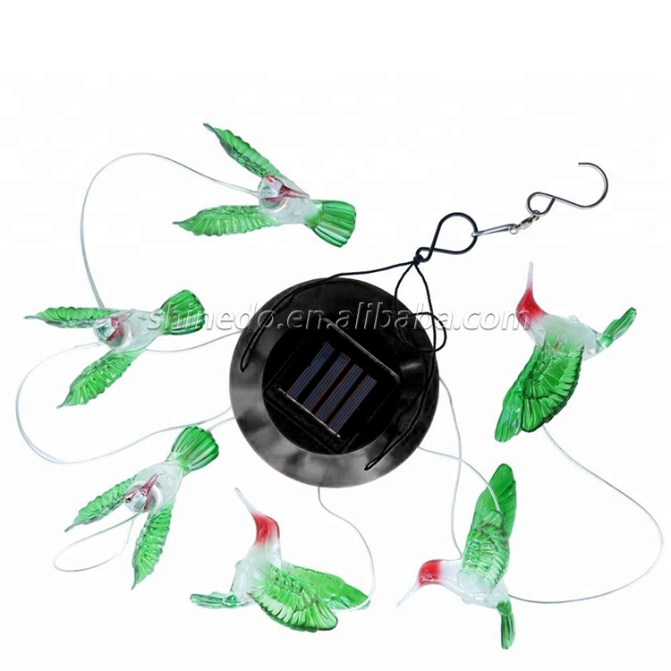 Hot Selling Waterproof Hummingbird Solar Wind Chime LED Light Garden Decoration