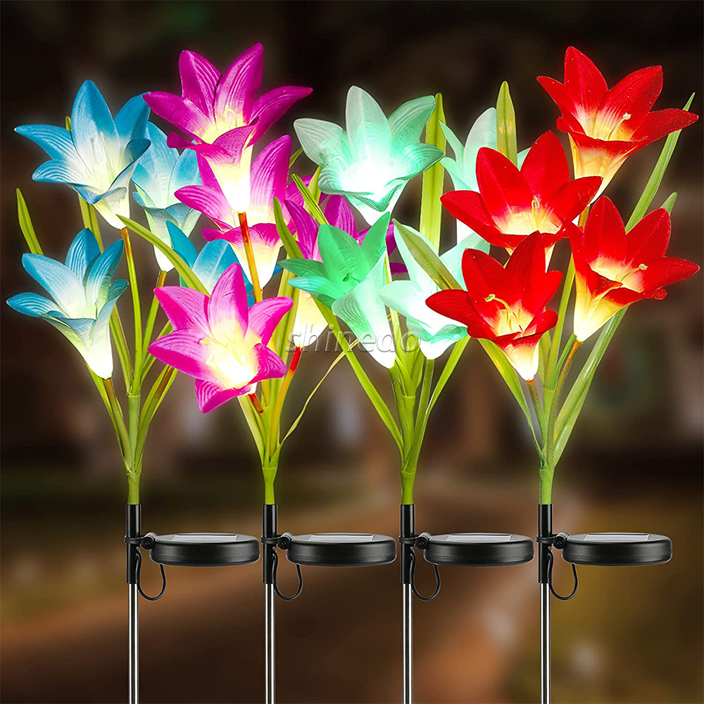 Solar Flower LED Lights Waterproof lawn Garden Decorative Flower Light