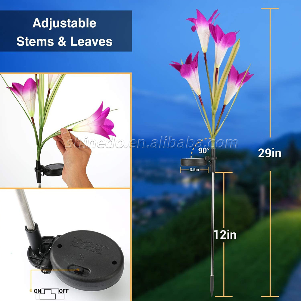 Solar Flower LED Lights Waterproof lawn Garden Decorative Flower Light