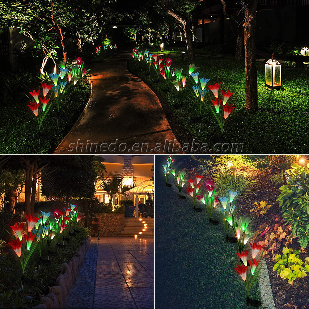 Solar Flower LED Lights Waterproof lawn Garden Decorative Flower Light