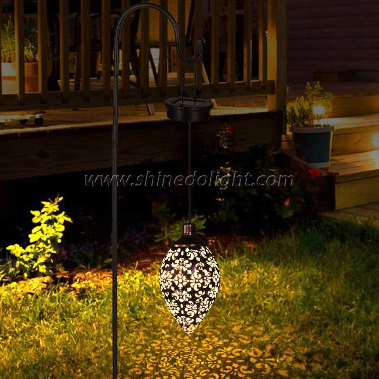 Hot sale Vintage Industrial Style Wrought Iron Wire Lantern Lights Outdoor Solar LED Garden Decoration Lights