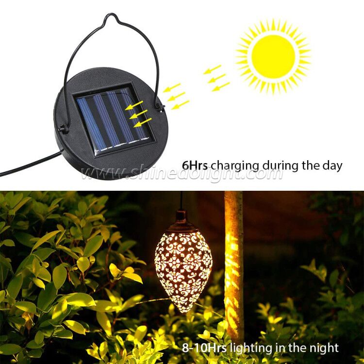 Hot sale Vintage Industrial Style Wrought Iron Wire Lantern Lights Outdoor Solar LED Garden Decoration Lights