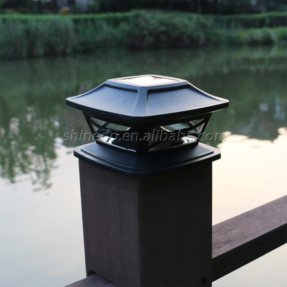 Solar Garden Fence LED Night Lamp Outdoor IP44 Waterproof Square Landscape Post Light