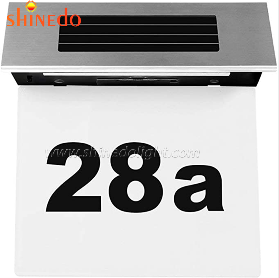 Solar Door Plate Number Sign Stainless Steel LED Decorative House Door Number Light Garden Lamp