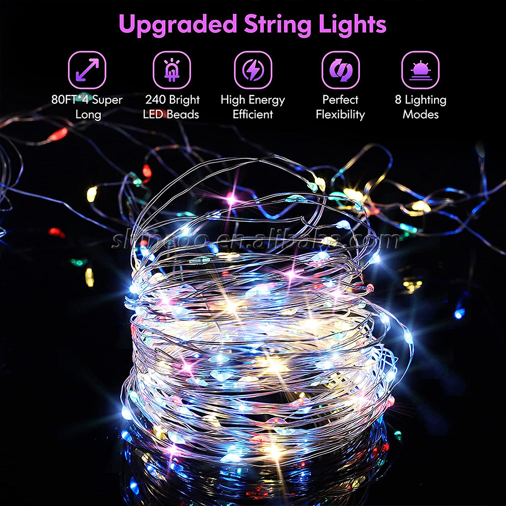 Multicolored Solar Powered DIY Copper Wire Fairy Lights Waterproof Holiday Solar String Light