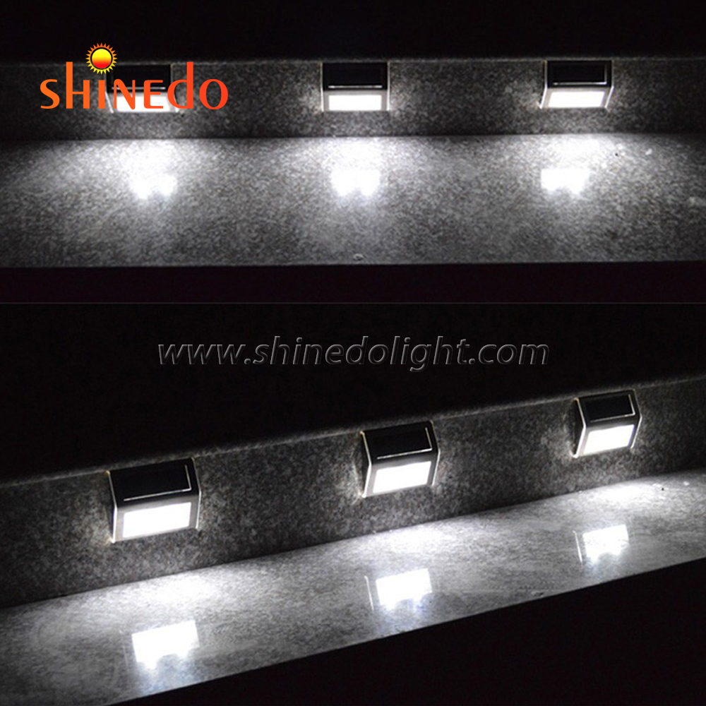 Solar Powered Stair Light LED Outdoor Wall Lights Mount Garden Pathway stainless steel Step Fence Lighting