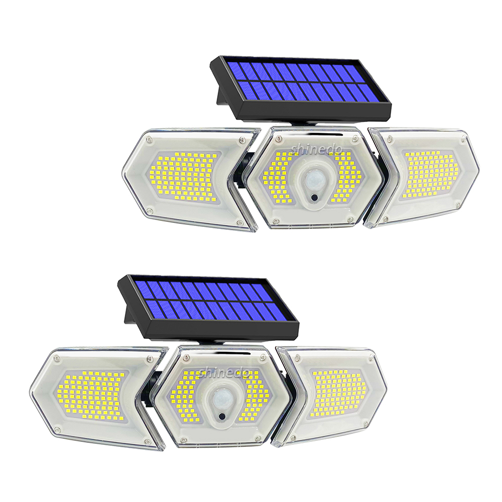 Three Heads 254 LEDs Super Bright Solar Motion Sensor Light Garden Wall Solar Spot Lights