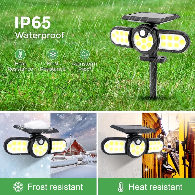 High Quality Three Head Solar Light Waterproof Lawn Ground Lamp ABS Plastic Solar Garden Light