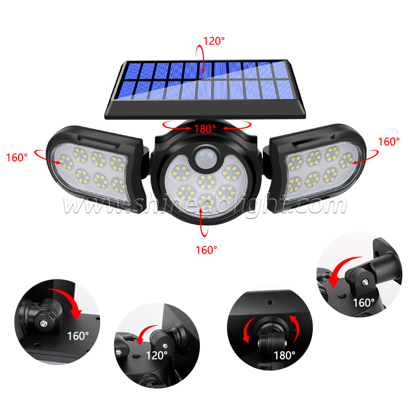 High Quality Three Head Solar Light Waterproof Lawn Ground Lamp ABS Plastic Solar Garden Light