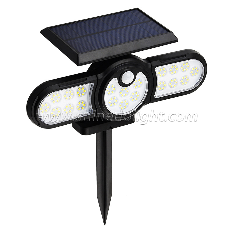 High Quality Three Head Solar Light Waterproof Lawn Ground Lamp ABS Plastic Solar Garden Light