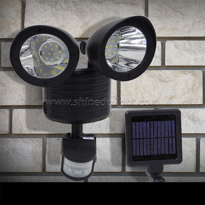 Super Bright 22 LED Solar Spotlight Waterproof Garden Dual Head Motion Sensor Light