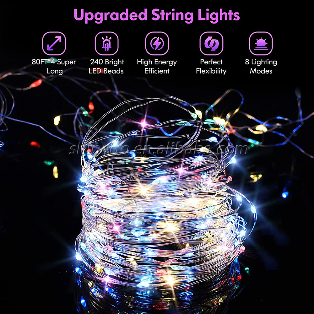 Waterproof Multicolored Solar Powered Christmas Rainbow Lights Holiday Decoration Solar String Light