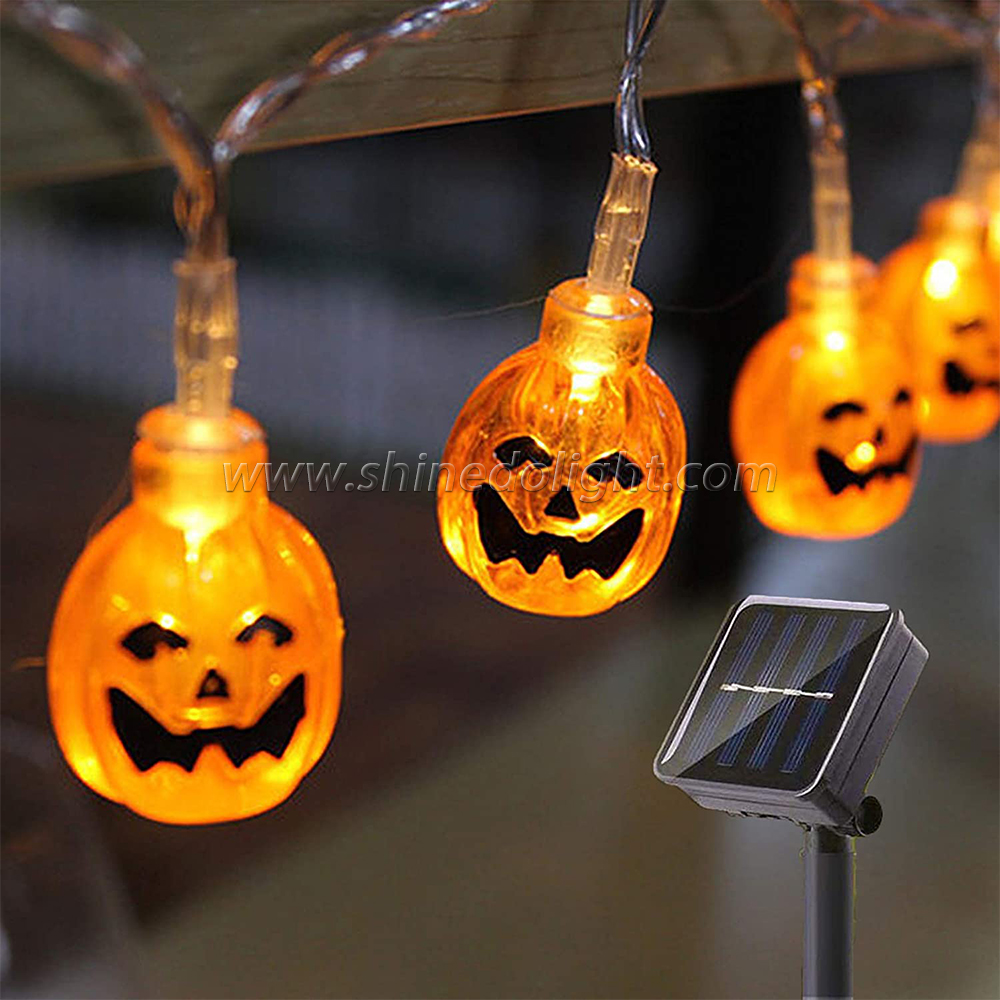 Halloween Pumpkin Fairy Lights 21ft 30 Led Holiday Decoration Solar String Light