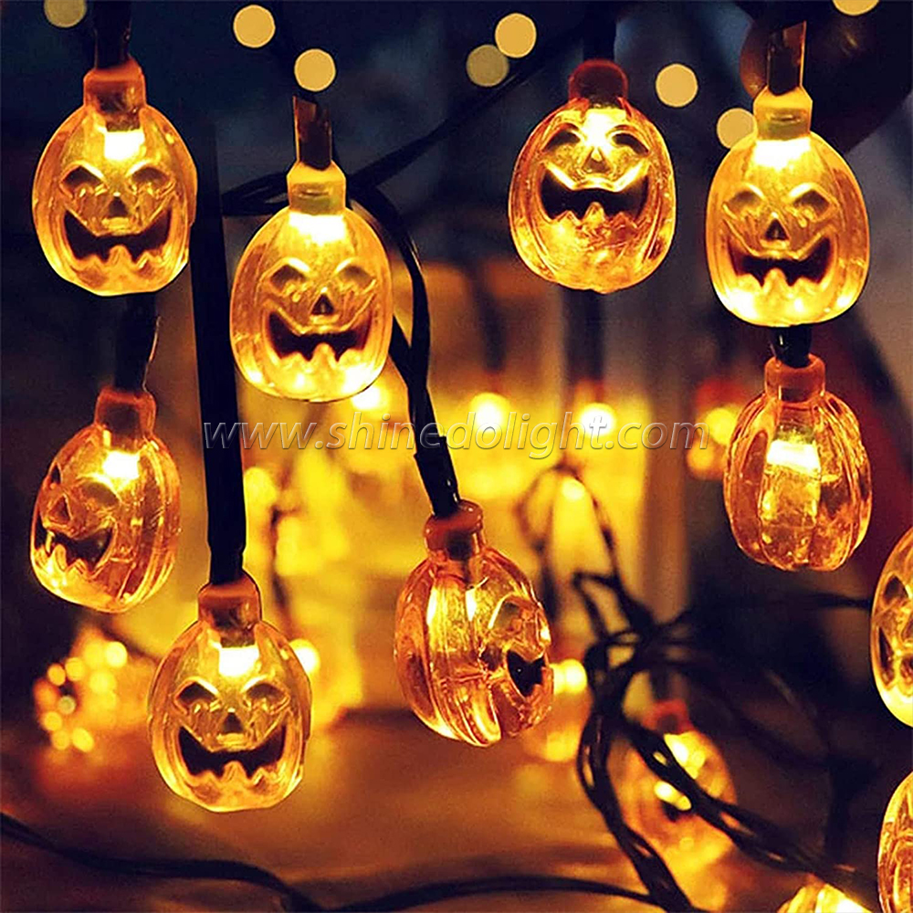 Halloween Pumpkin Fairy Lights 21ft 30 Led Holiday Decoration Solar String Light