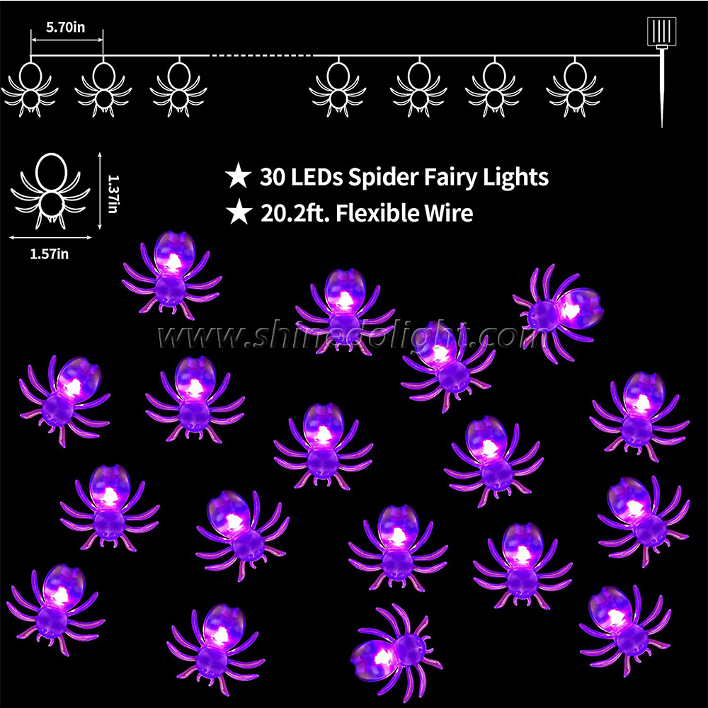 Hot Sale 21ft Waterproof Purple Holiday Halloween LED Fairy Lights Solar String Light