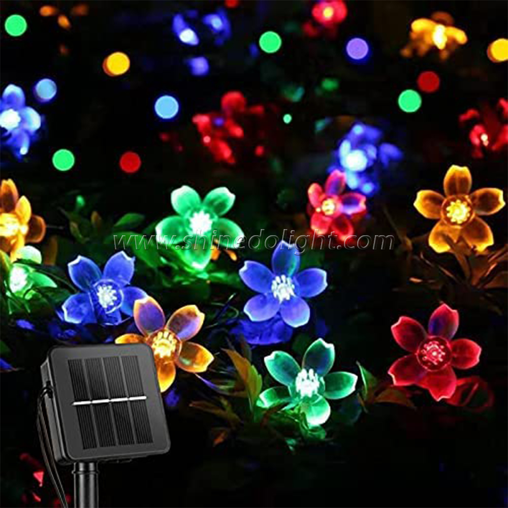 Waterproof 8 Lighting Modes Solar Flower led String Lights 50LED Multicolored Fairy String Light