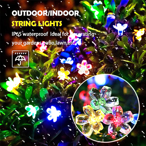 Waterproof 8 Lighting Modes Solar Flower led String Lights 50LED Multicolored Fairy String Light