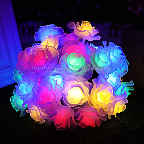 Waterproof Solar Rose Holiday Christmas Lights Multicolor Decorative Solar String Light