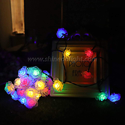 Waterproof Solar Rose Holiday Christmas Lights Multicolor Decorative Solar String Light