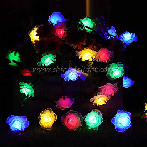 Waterproof Solar Rose Holiday Christmas Lights Multicolor Decorative Solar String Light