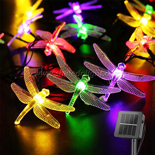 Waterproof Multicolor Dragonfly Solar Fairy Lights Holiday Outdoor Led String Light