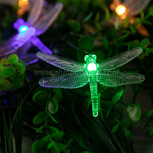 Waterproof Multicolor Dragonfly Solar Fairy Lights Holiday Outdoor Led String Light