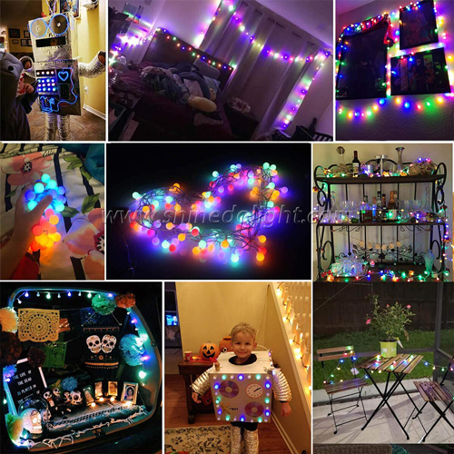 Waterproof 8 Mode 18ft 50 LED Battery Powered Globe Starry Fairy Christmas String Lights with Remote Control