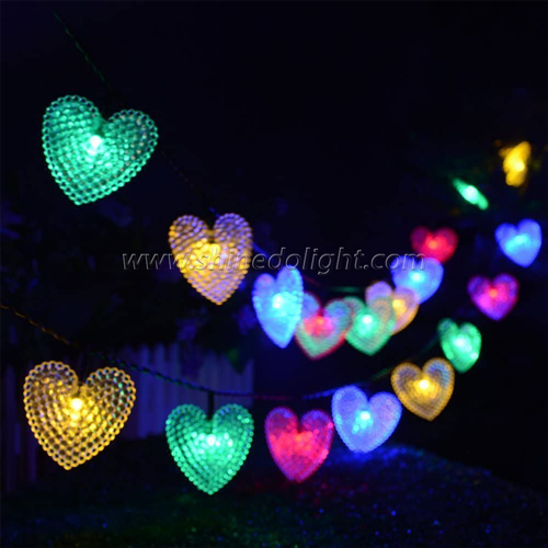 Waterproof Heart Shaped 8 Working Modes 6.1m Solar Powered Christmas Lights 30 LED Solar String Light