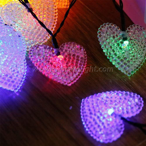 Waterproof Heart Shaped 8 Working Modes 6.1m Solar Powered Christmas Lights 30 LED Solar String Light