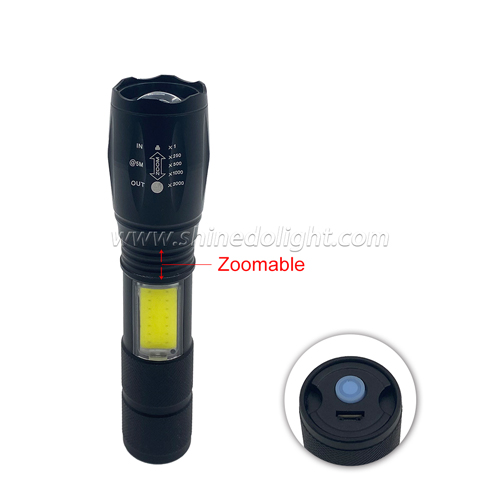 Waterproof LED Super Bright Outdoor Zoomable 3 Working Modes Flash Light Waterproof USB Rechargeable Flashlight