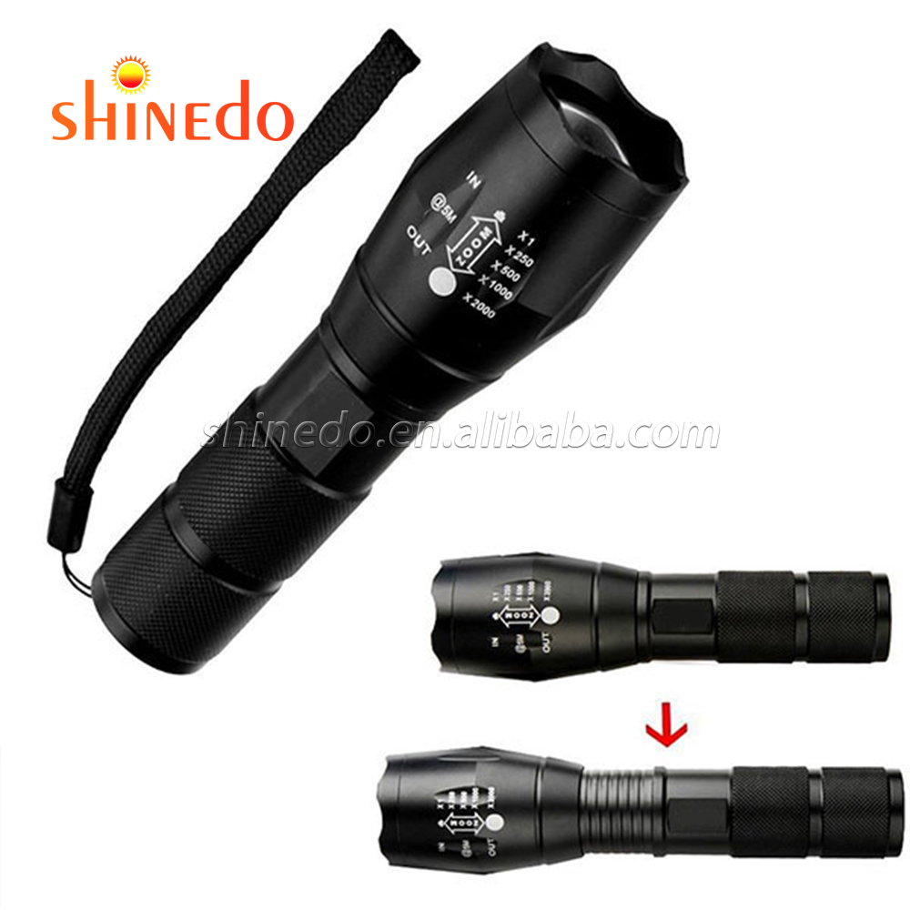 Silver Metallic grey Torch Light, Outdoor 1000 Lumen XML T6 Waterproof LED Zoomable Military Tactical Self Defensive Flashlight