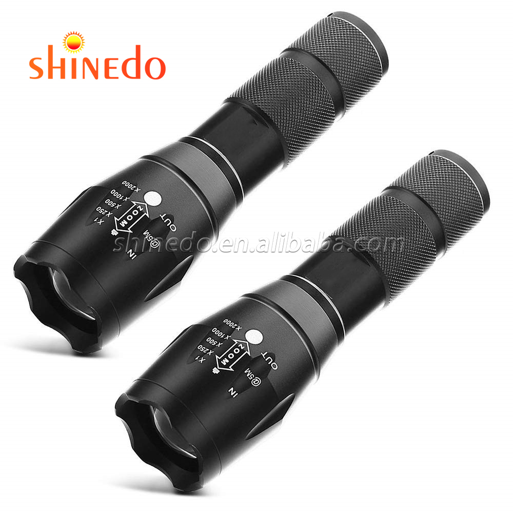 Silver Metallic grey Torch Light, Outdoor 1000 Lumen XML T6 Waterproof LED Zoomable Military Tactical Self Defensive Flashlight