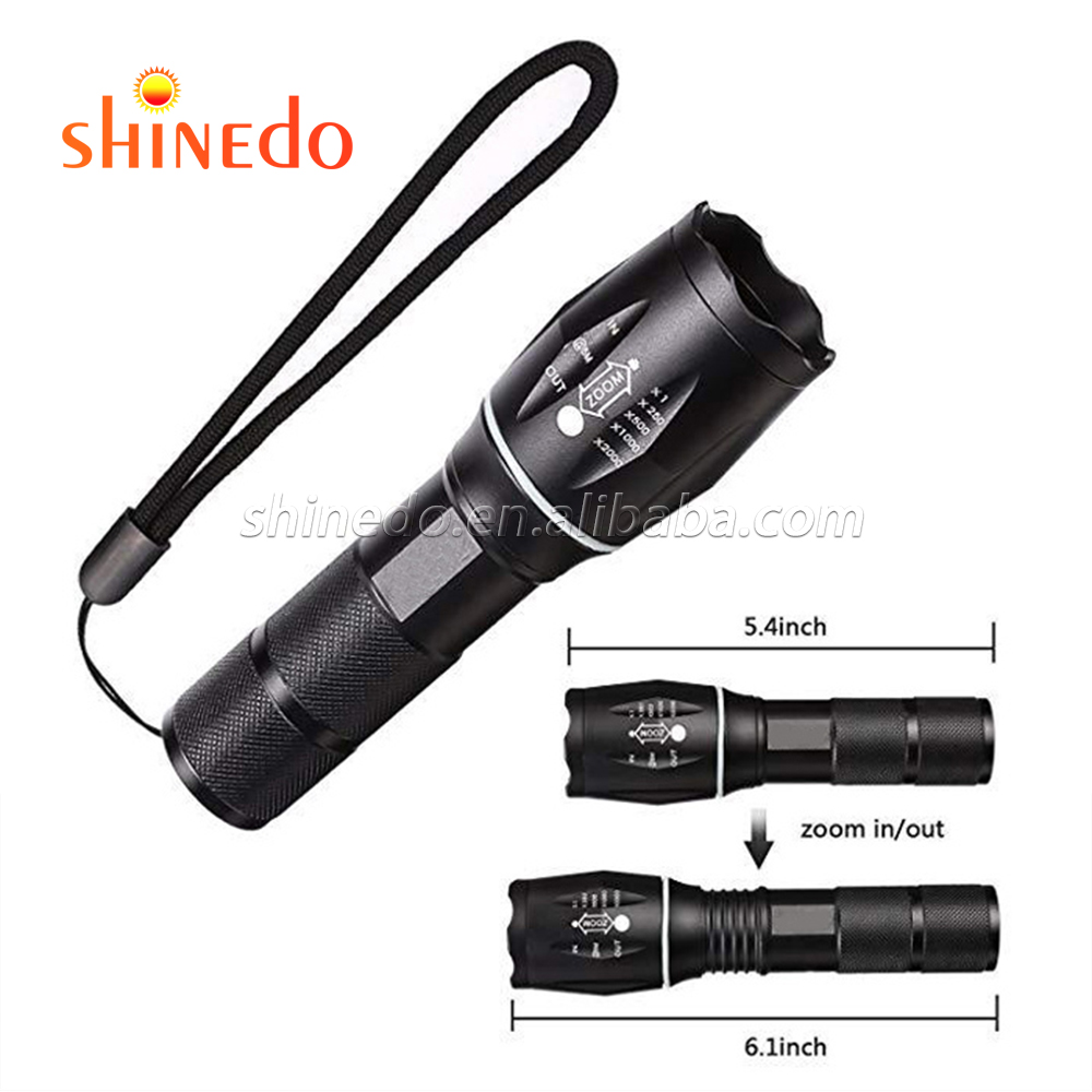 Silver Metallic grey Torch Light, Outdoor 1000 Lumen XML T6 Waterproof LED Zoomable Military Tactical Self Defensive Flashlight