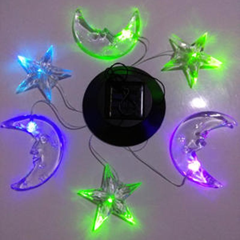 LED Hanging Stars And Moon Holiday Solar Wind Chimes