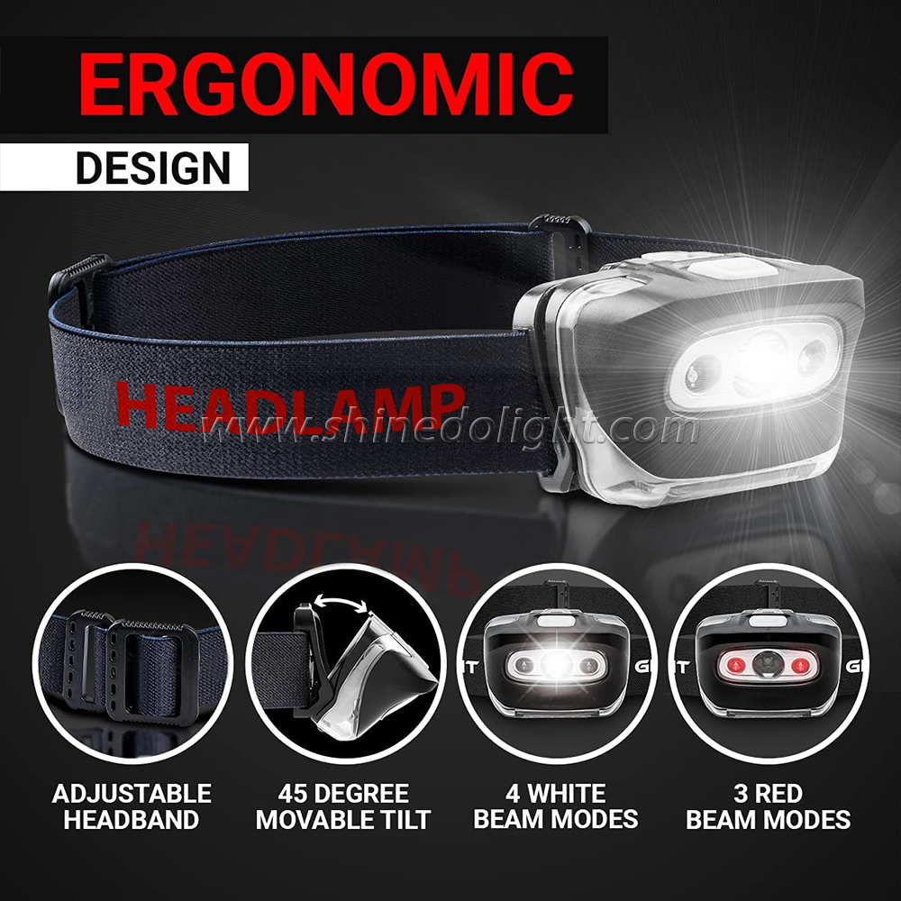 Waterproof Safety Headlamp Adjustable Headband Headlights Head Lamp Camping