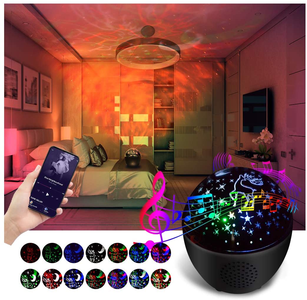 5w Led Music Christmas Night Lights Moon Star Night Light Projector Lamp