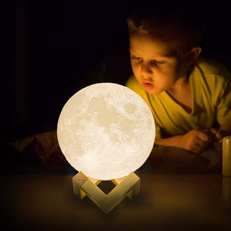 Dropship 3D Print Rechargeable Moon Lamp LED Night Light