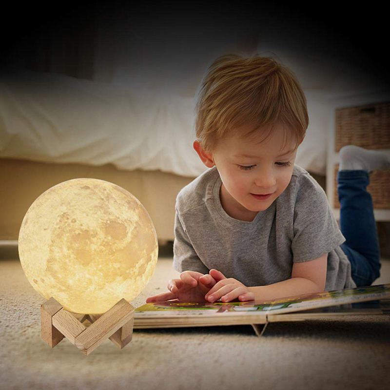 Dropship 3D Print Rechargeable Moon Lamp LED Night Light